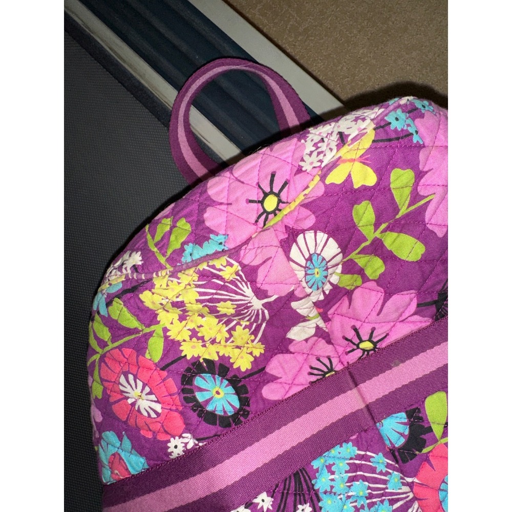 Vera Bradley Flutterby Floral Quilted Cotton 19" Duffel Travel Bag Purple Clean - Picture 10 of 10